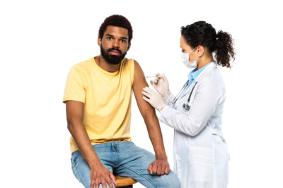 African american doctor doing injection