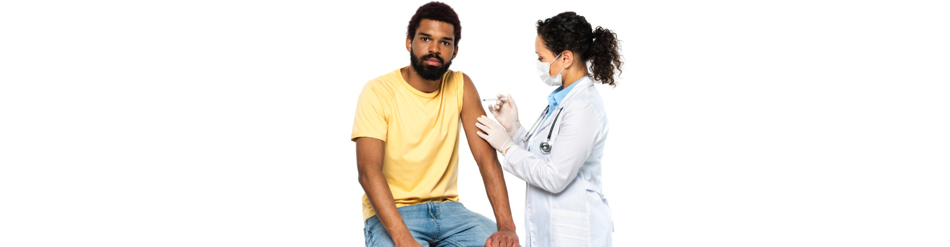 African american doctor doing injection
