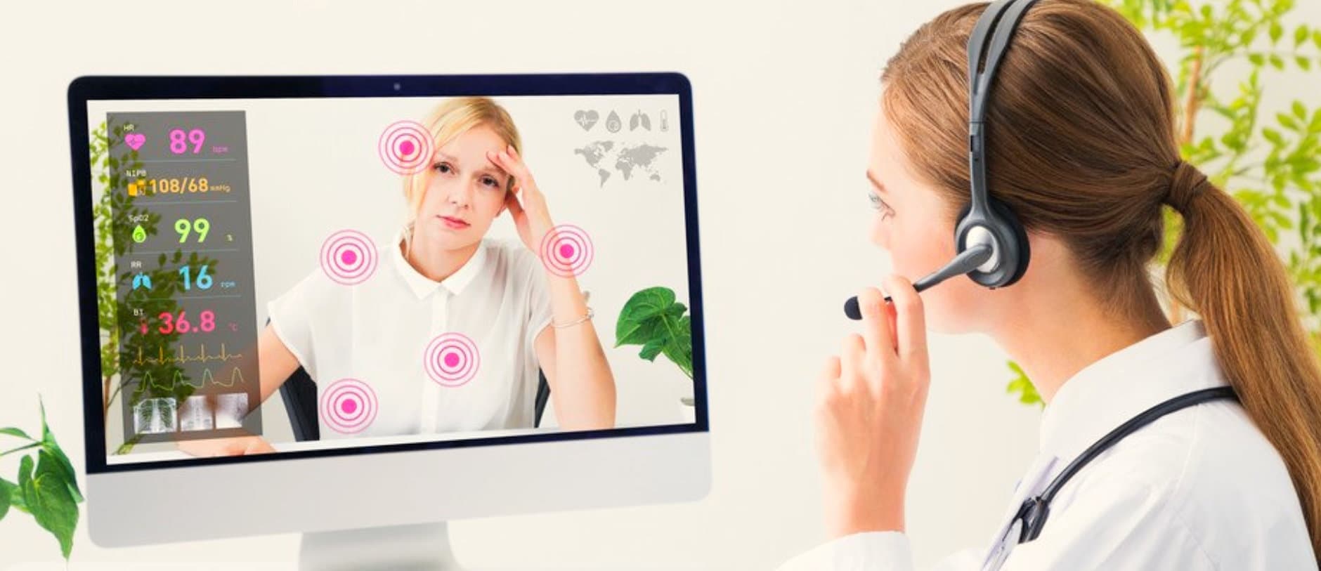 woman talking to her patient thru skype